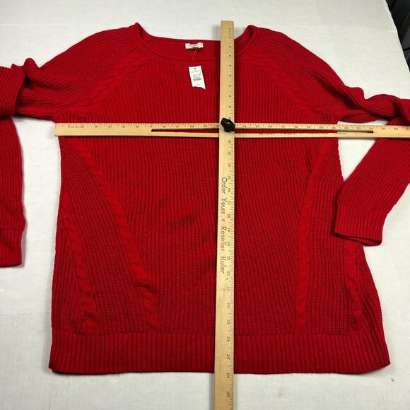 Talbots Cable Knit Tunic Sweater Red Classic Comfort Casual Pullover Size XL NWT - Picture 5 of 10